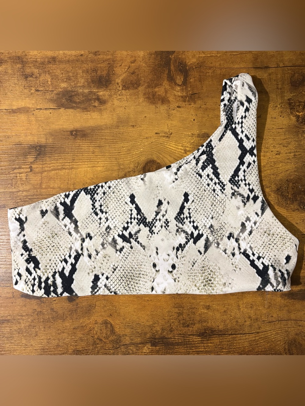 Skatie Ellis Cream and Black Reptile Bikini Top Size M